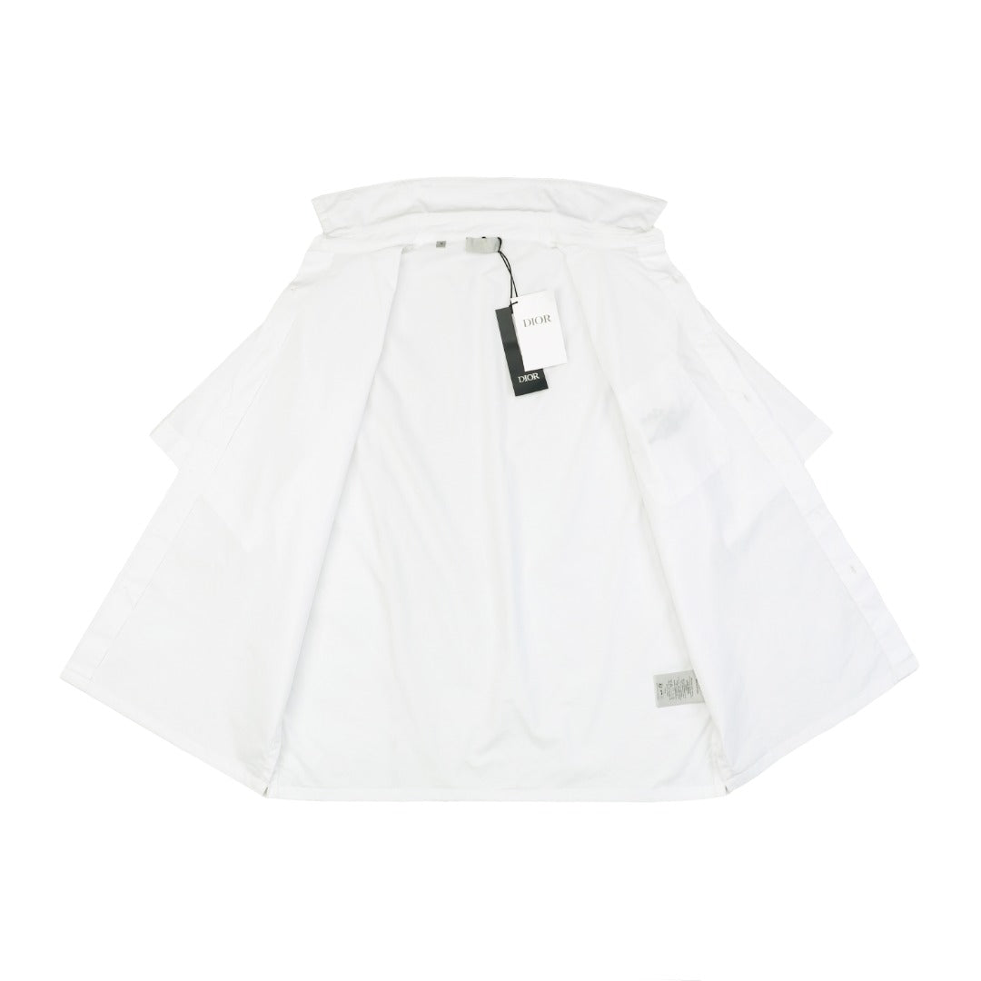 Dior 25SS Lily of the Valley Embroidered Short Sleeve Shirt — White