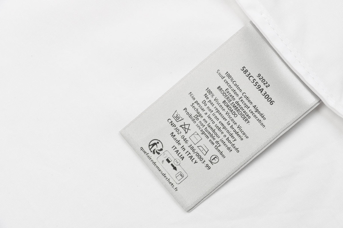Dior 25SS Lily of the Valley Embroidered Short Sleeve Shirt — White