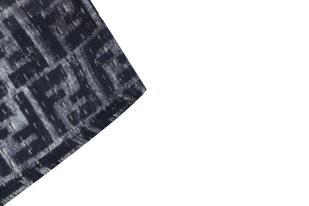 Fendi All-Over FF Monogram Print Short Sleeve Shirt — Gray Blue