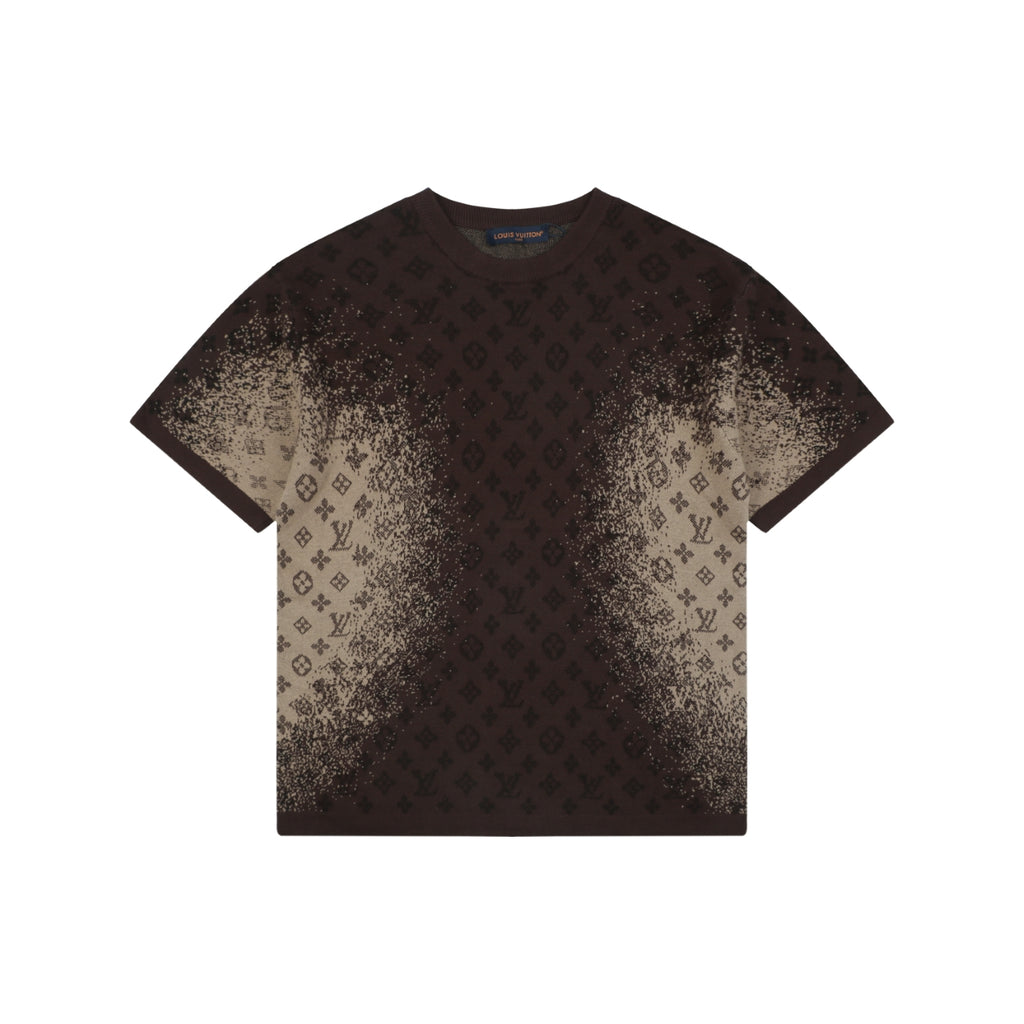LV Monogram Jacquard Lateral Gradient Short Sleeve Tee — Brown