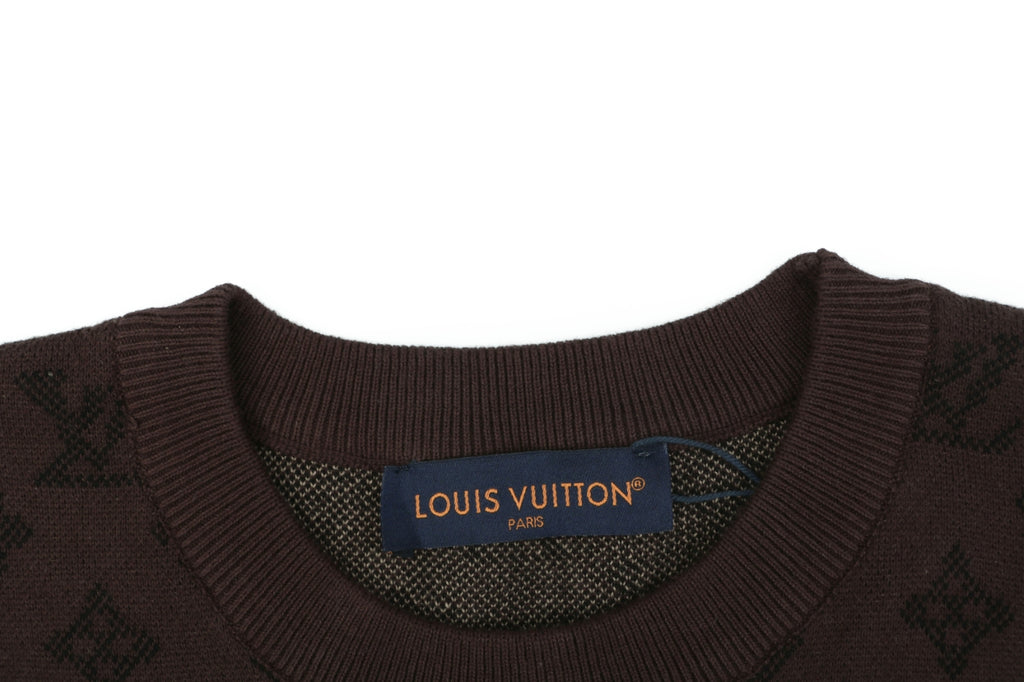 LV Monogram Jacquard Lateral Gradient Short Sleeve Tee — Brown