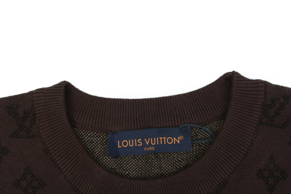 LV Monogram Jacquard Lateral Gradient Short Sleeve Tee — Brown