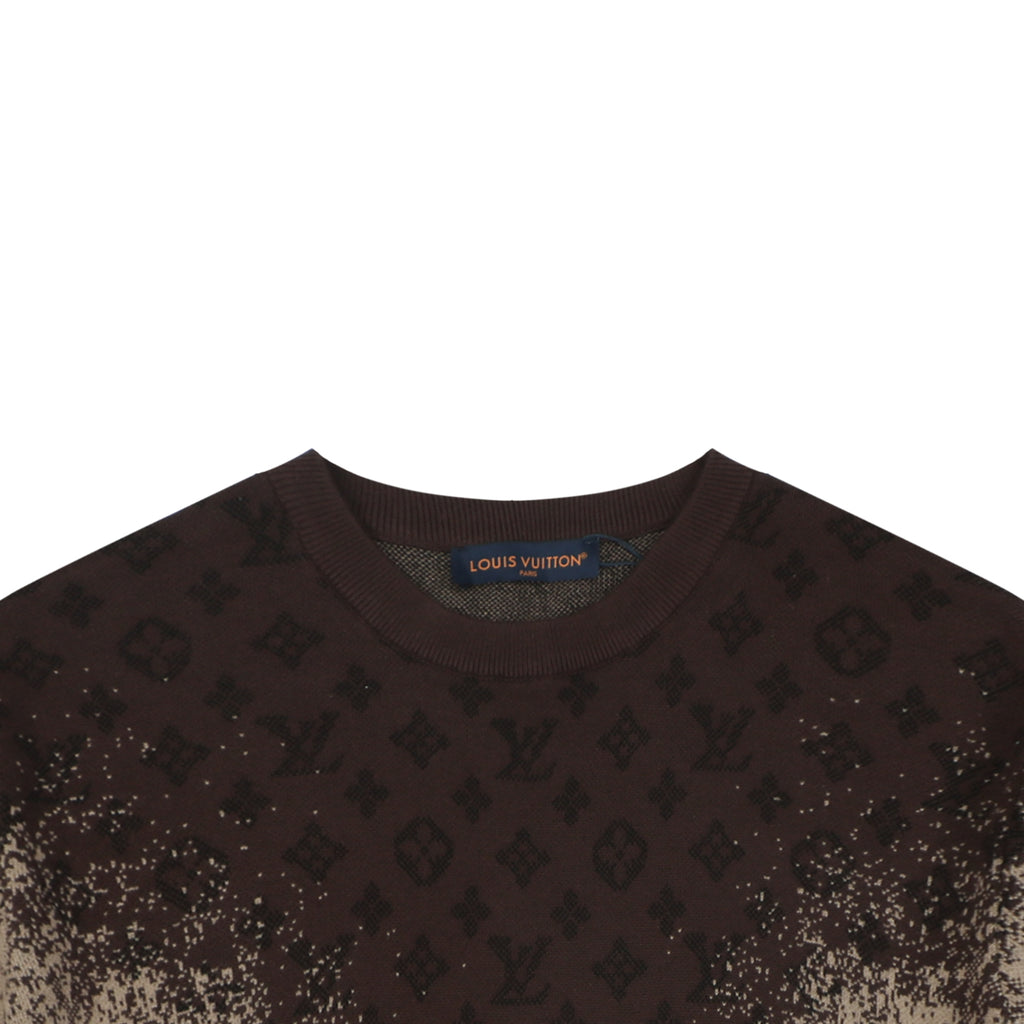 LV Monogram Jacquard Lateral Gradient Short Sleeve Tee — Brown