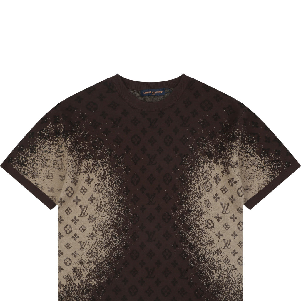 LV Monogram Jacquard Lateral Gradient Short Sleeve Tee — Brown