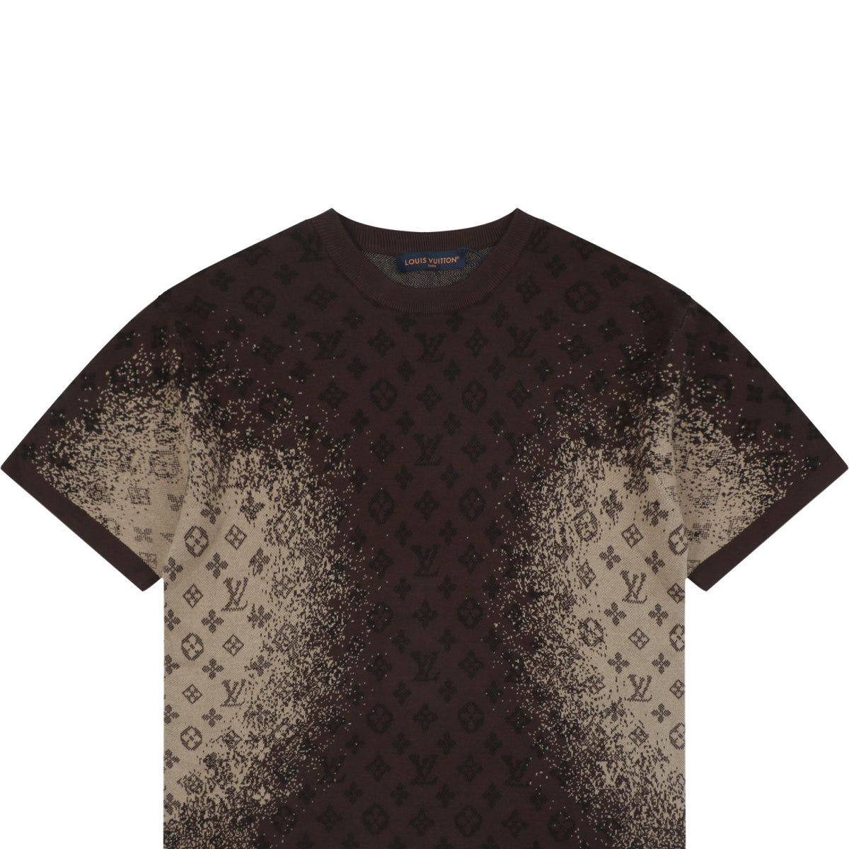 LV Monogram Jacquard Lateral Gradient Short Sleeve Tee — Brown