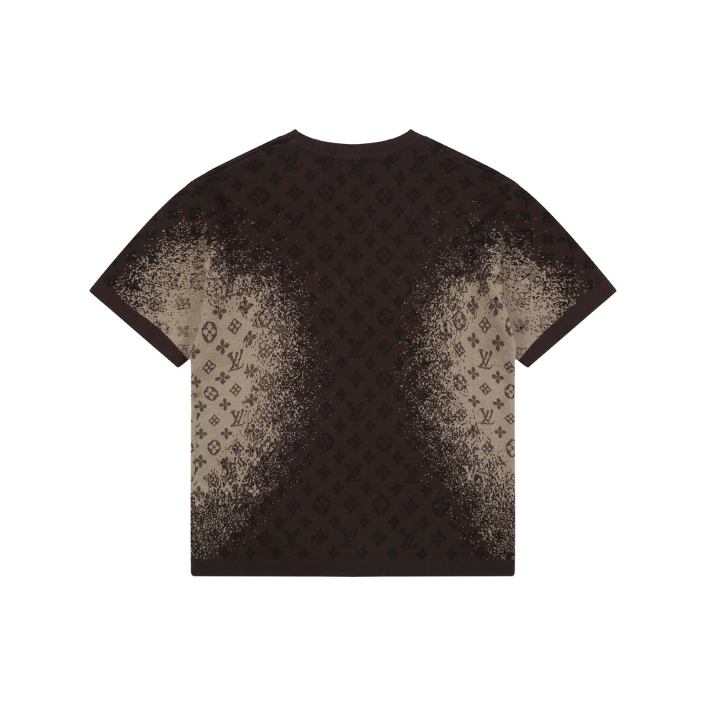LV Monogram Jacquard Lateral Gradient Short Sleeve Tee — Brown