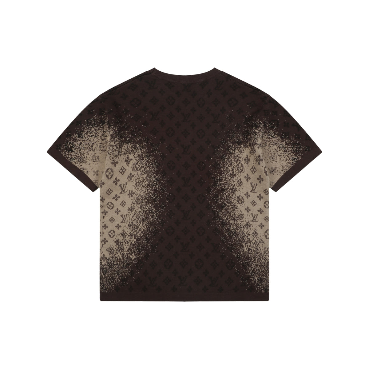 LV Monogram Jacquard Lateral Gradient Short Sleeve Tee — Brown