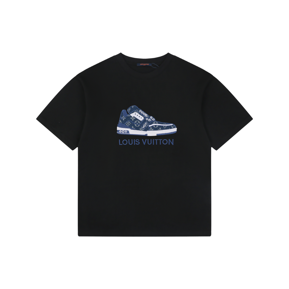 LV Sneaker Monogram Letter Embroidery Short Sleeve Tee
