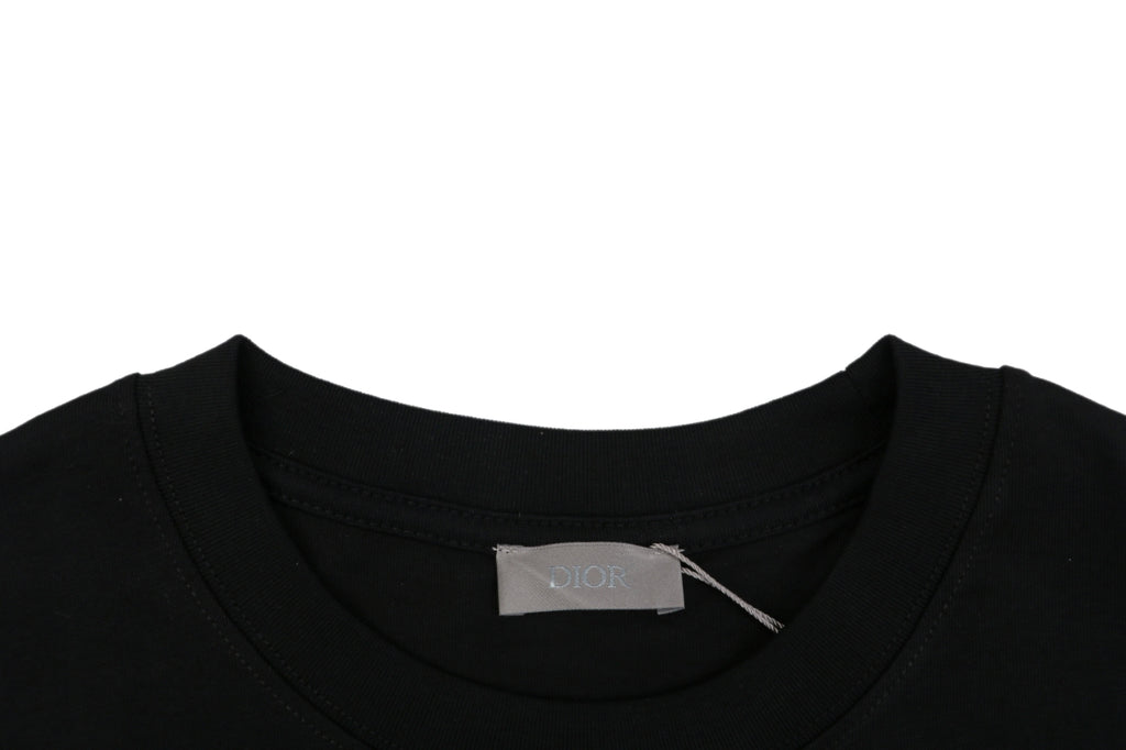 Dior CD Letter Spray Paint Embroidery Short Sleeve Tee – Black