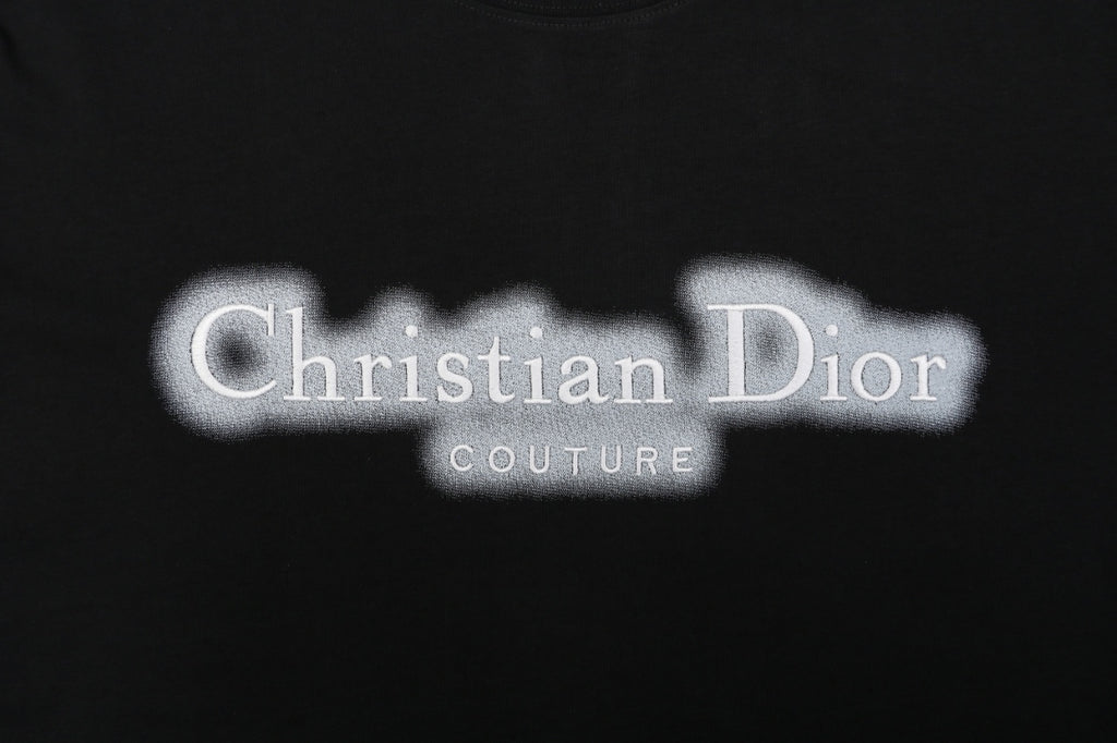 Dior CD Letter Spray Paint Embroidery Short Sleeve Tee – Black