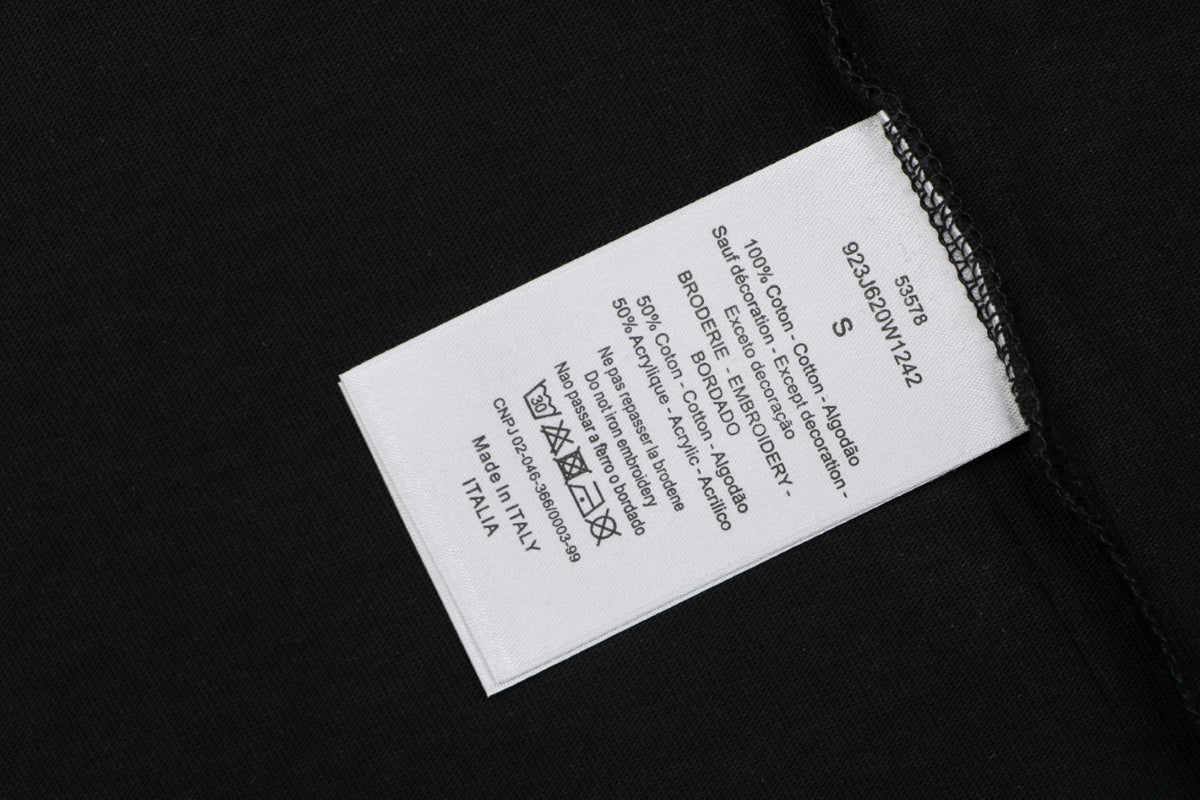 Dior CD Letter Spray Paint Embroidery Short Sleeve Tee – Black