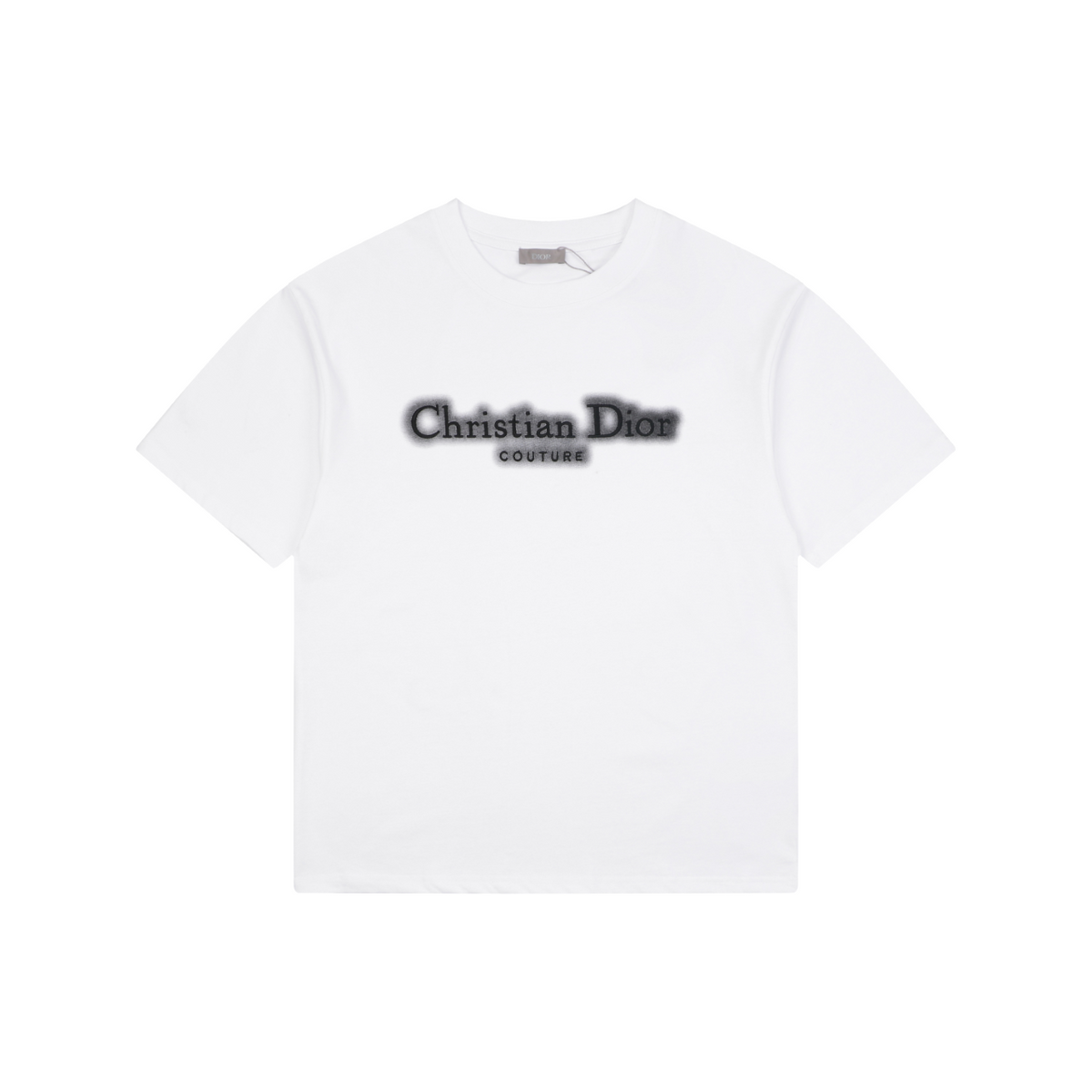 Dior CD Letter Spray Paint Embroidery Short Sleeve Tee – White