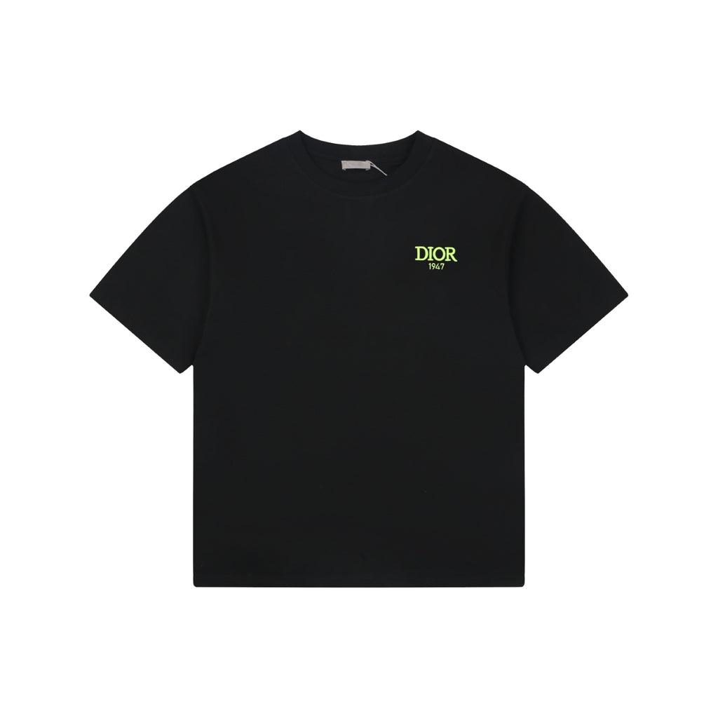 Dior 1947 Green Letter Embroidery Short Sleeve Tee – Black