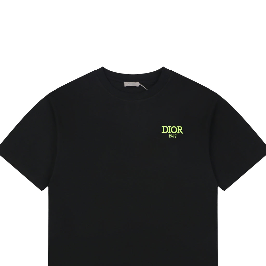 Dior 1947 Green Letter Embroidery Short Sleeve Tee – Black