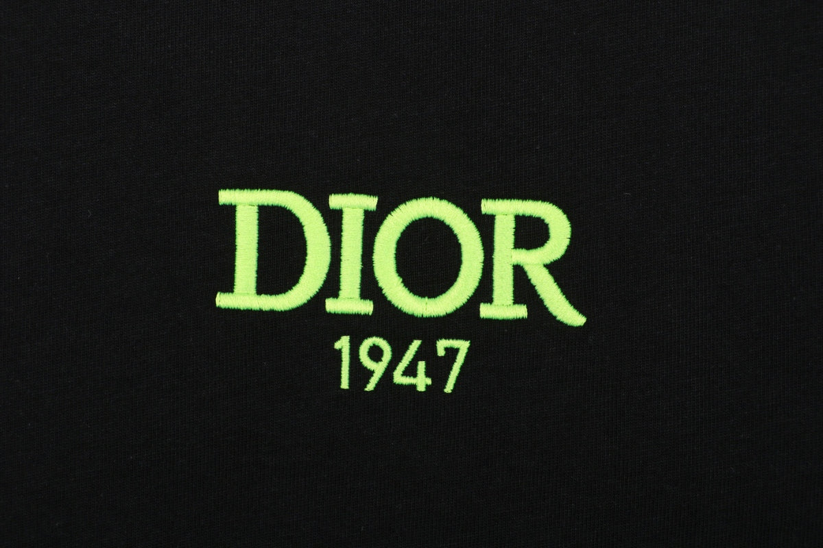Dior 1947 Green Letter Embroidery Short Sleeve Tee – Black