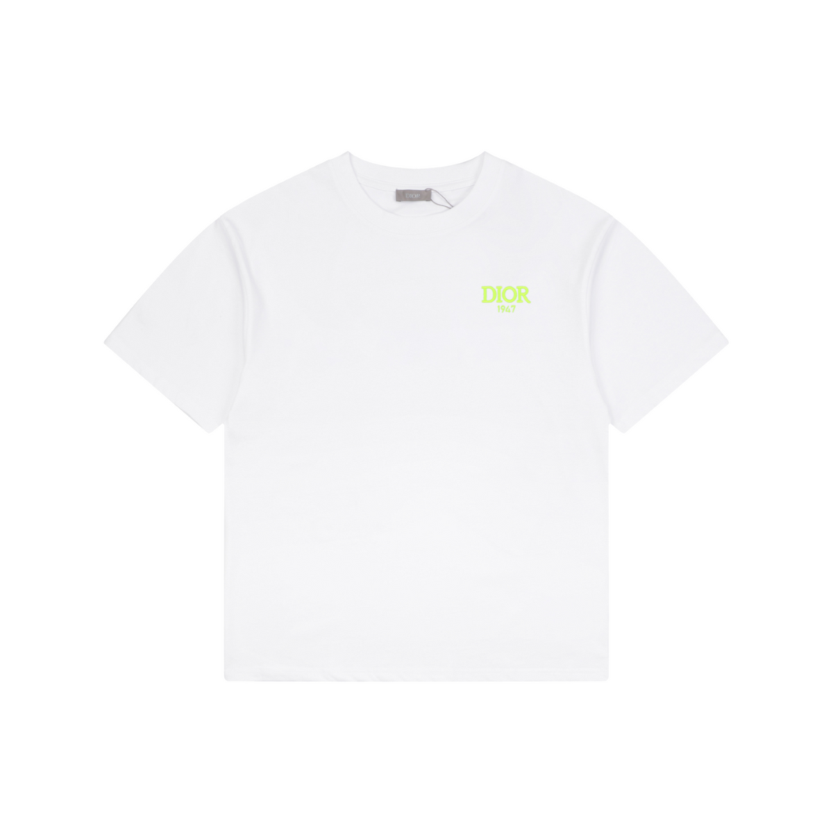 Dior 1947 Green Letter Embroidery Short Sleeve Tee – White