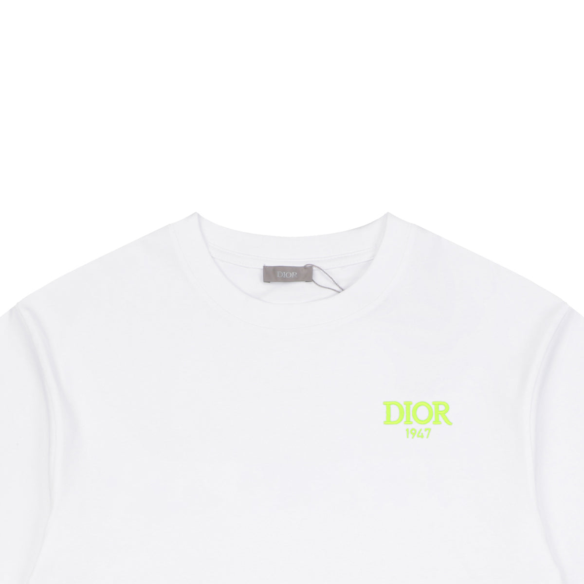 Dior 1947 Green Letter Embroidery Short Sleeve Tee – White