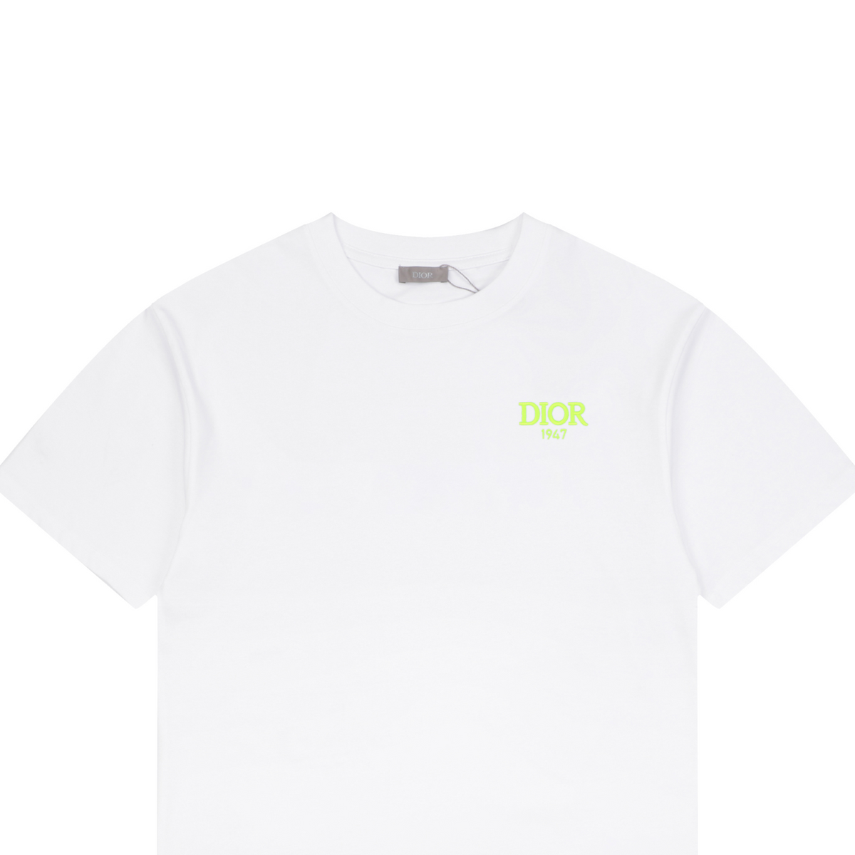 Dior 1947 Green Letter Embroidery Short Sleeve Tee – White