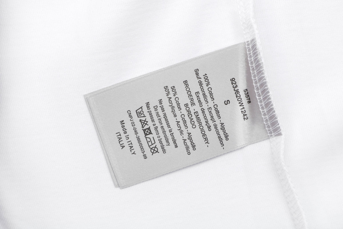 Dior 1947 Green Letter Embroidery Short Sleeve Tee – White