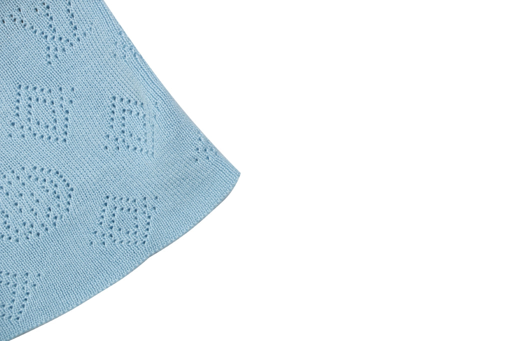 LV Monogram Jacquard Cutwork Polo Short Sleeve – Sky Blue