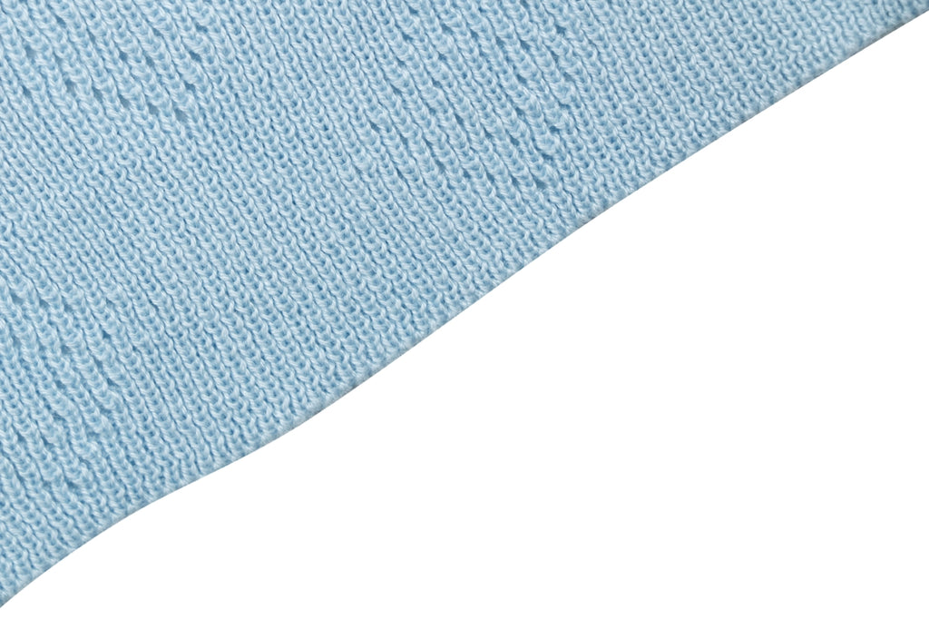 LV Monogram Jacquard Cutwork Polo Short Sleeve – Sky Blue