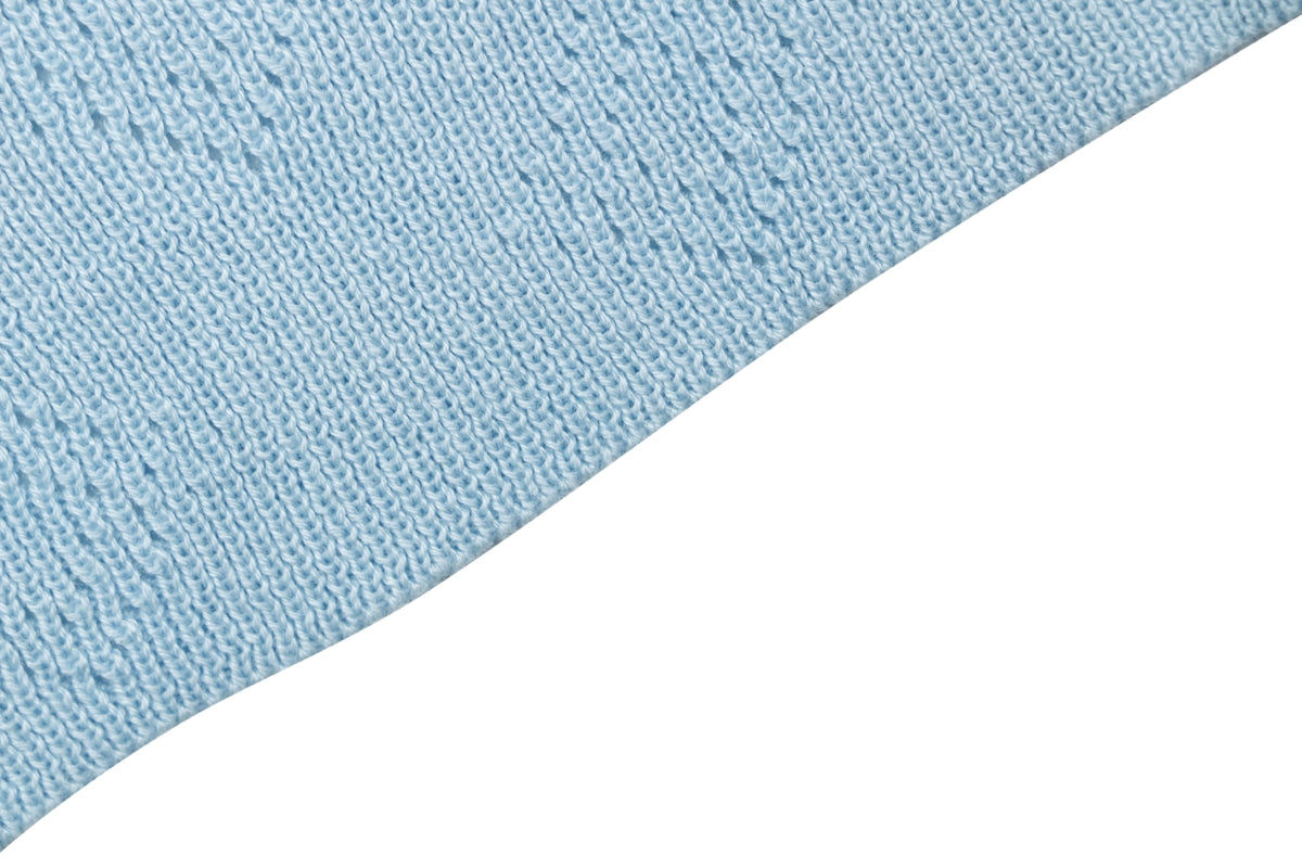 LV Monogram Jacquard Cutwork Polo Short Sleeve – Sky Blue