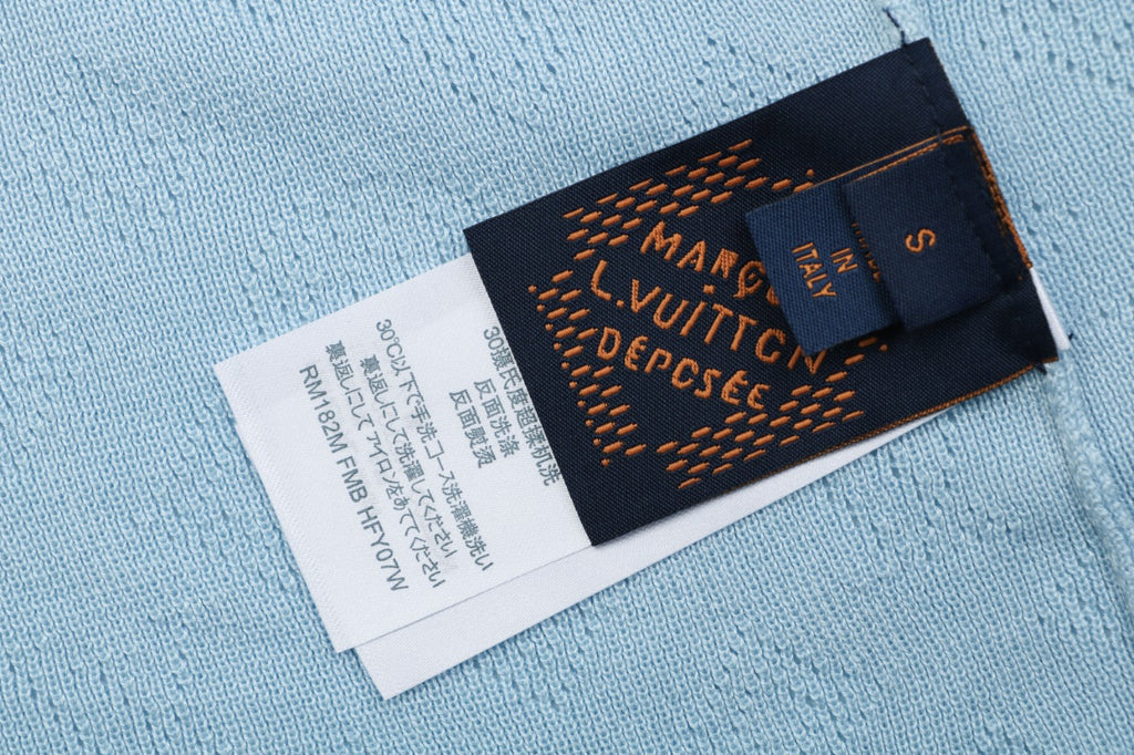 LV Monogram Jacquard Cutwork Polo Short Sleeve – Sky Blue