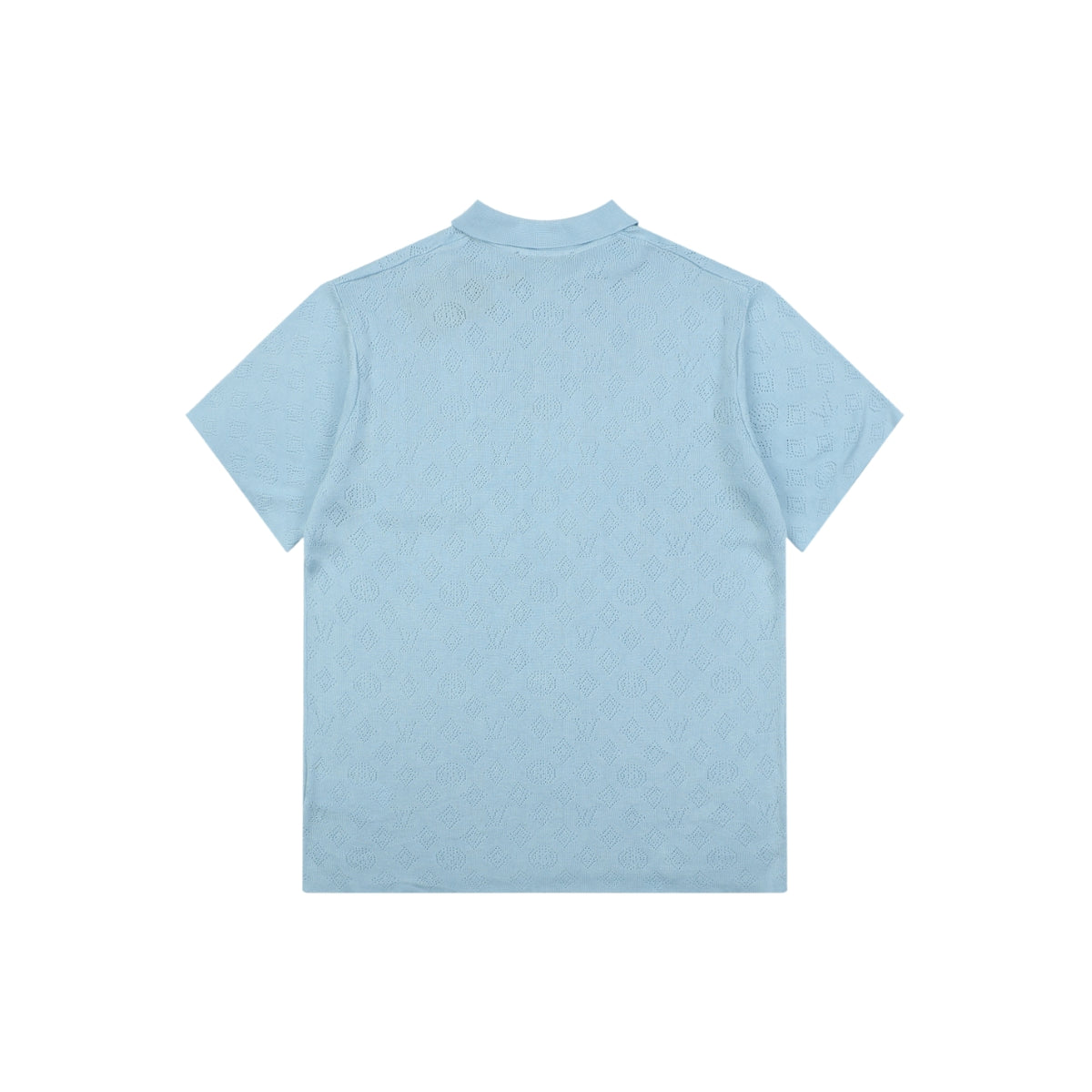 LV Monogram Jacquard Cutwork Polo Short Sleeve – Sky Blue