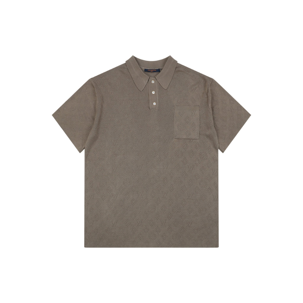 LV Monogram Jacquard Cutwork Polo Short Sleeve – Khaki