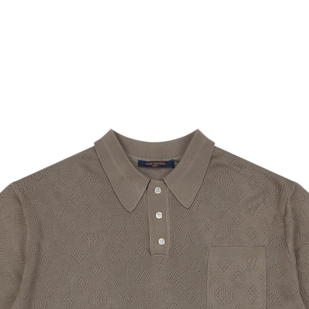 LV Monogram Jacquard Cutwork Polo Short Sleeve – Khaki