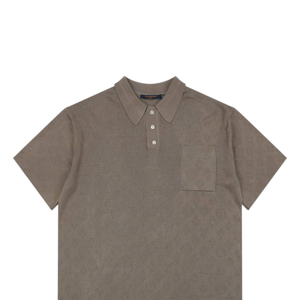 LV Monogram Jacquard Cutwork Polo Short Sleeve – Khaki
