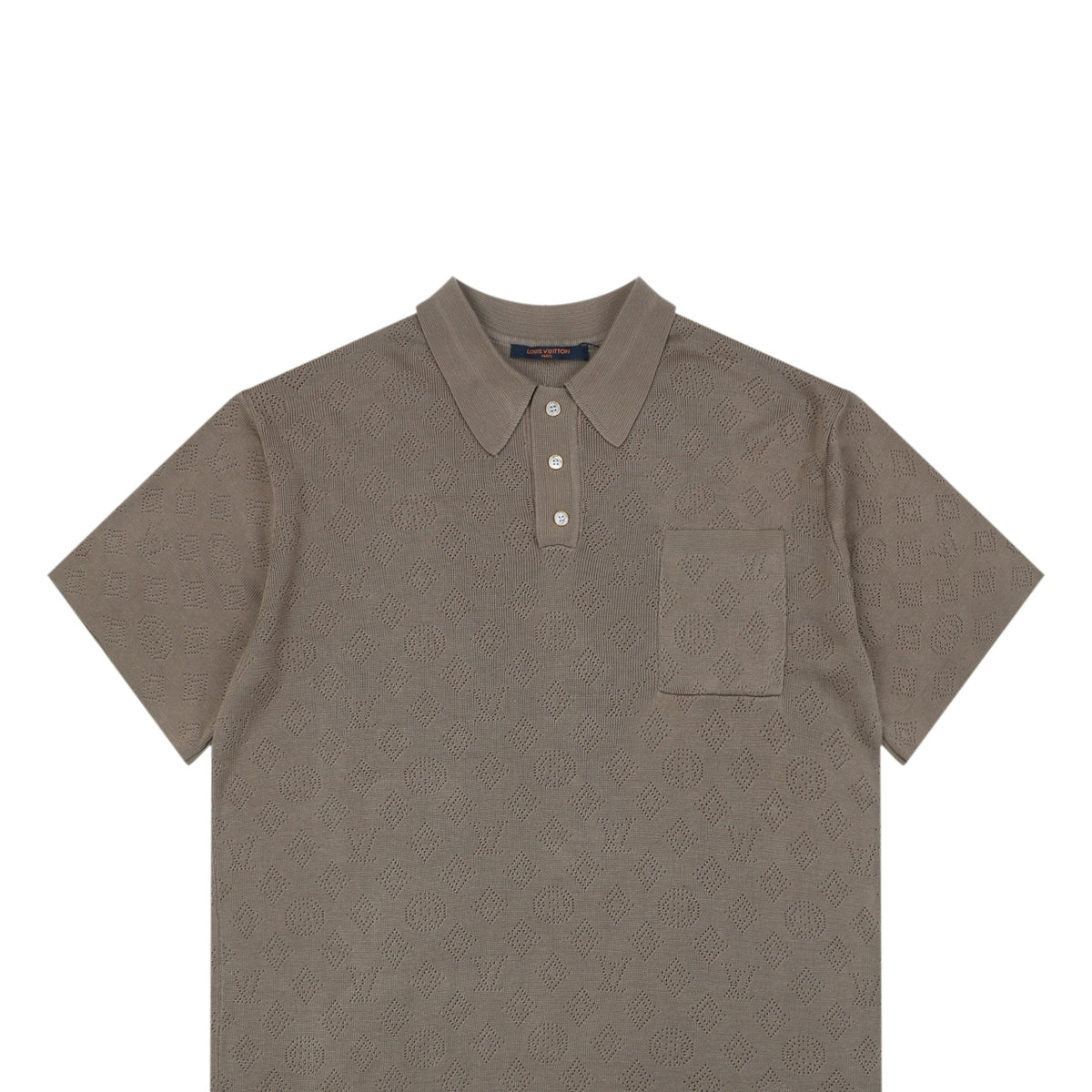 LV Monogram Jacquard Cutwork Polo Short Sleeve – Khaki