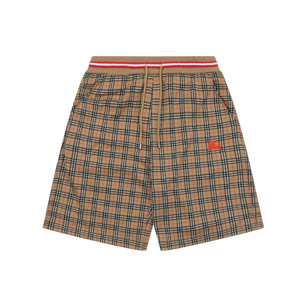 Burberry Mini Logo Equestrian Knight Check Jacquard Shorts – Camel