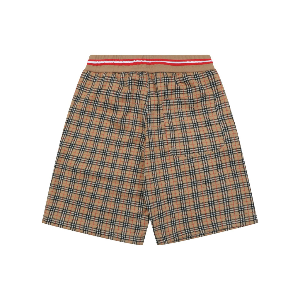 Burberry Mini Logo Equestrian Knight Check Jacquard Shorts – Camel
