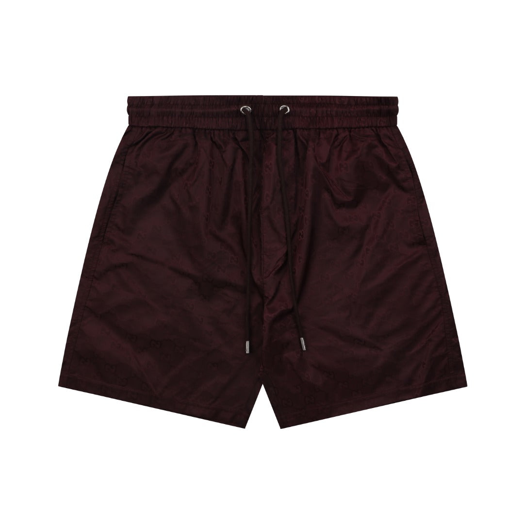 Gucci Double G Tonal Monogram Nylon Shorts – Burgundy