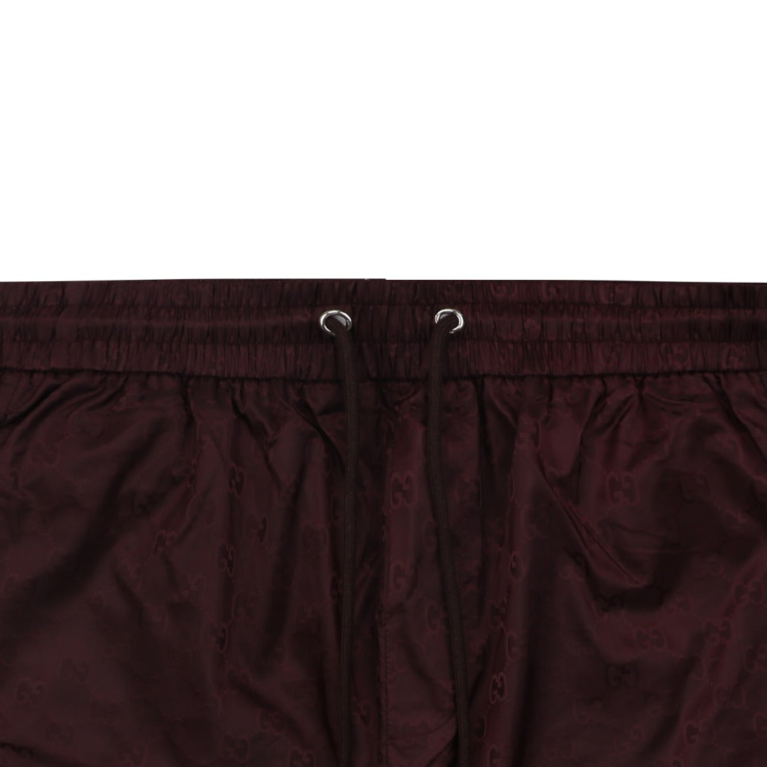 Gucci Double G Tonal Monogram Nylon Shorts – Burgundy