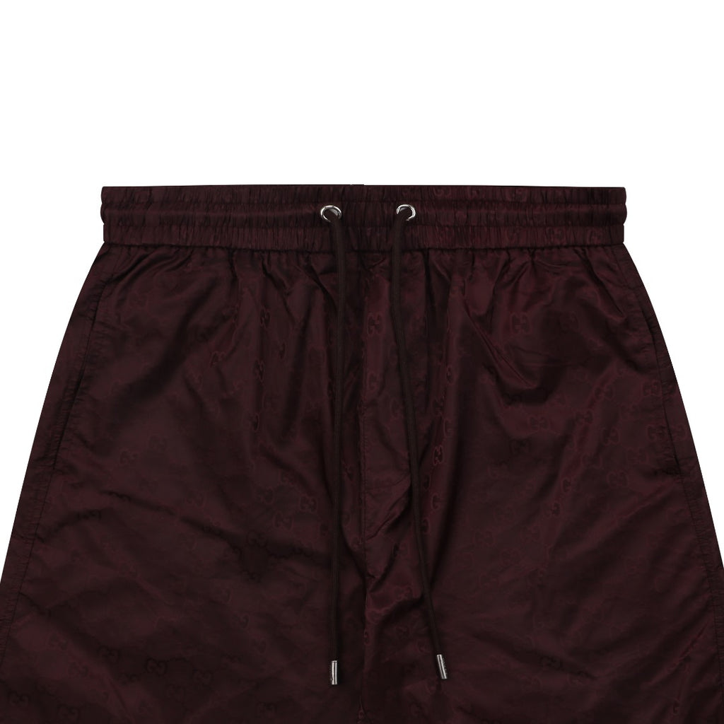 Gucci Double G Tonal Monogram Nylon Shorts – Burgundy