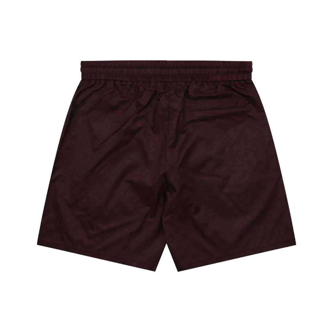 Gucci Double G Tonal Monogram Nylon Shorts – Burgundy