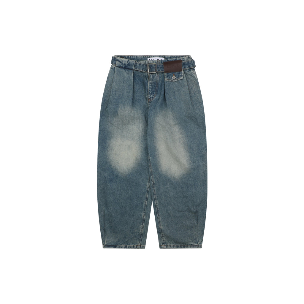 Loewe Leather Patch Wide-Leg Denim Jeans – Vintage Wash