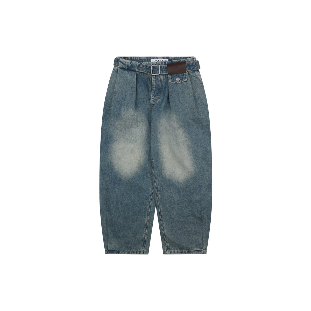 Loewe Leather Patch Wide-Leg Denim Jeans – Vintage Wash