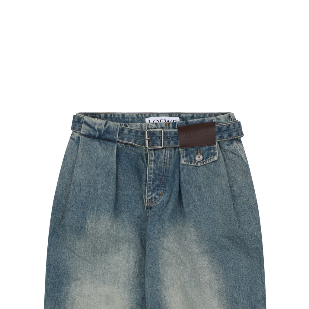 Loewe Leather Patch Wide-Leg Denim Jeans – Vintage Wash