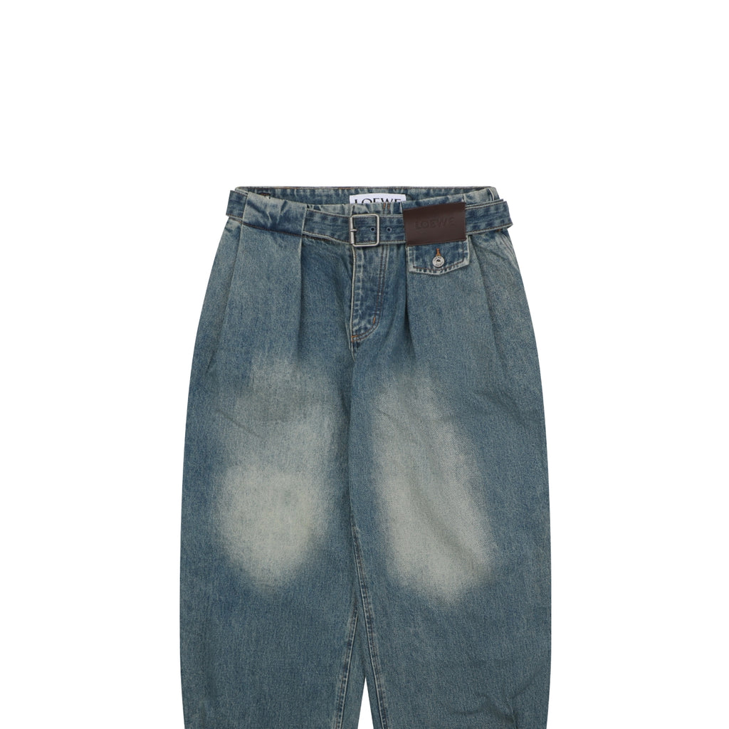 Loewe Leather Patch Wide-Leg Denim Jeans – Vintage Wash
