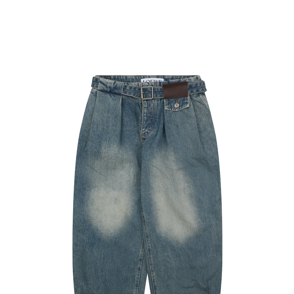 Loewe Leather Patch Wide-Leg Denim Jeans – Vintage Wash