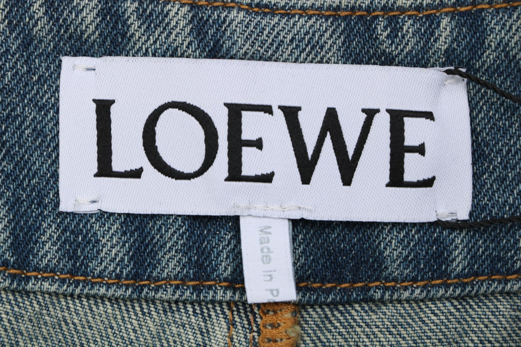 Loewe Leather Patch Wide-Leg Denim Jeans – Vintage Wash