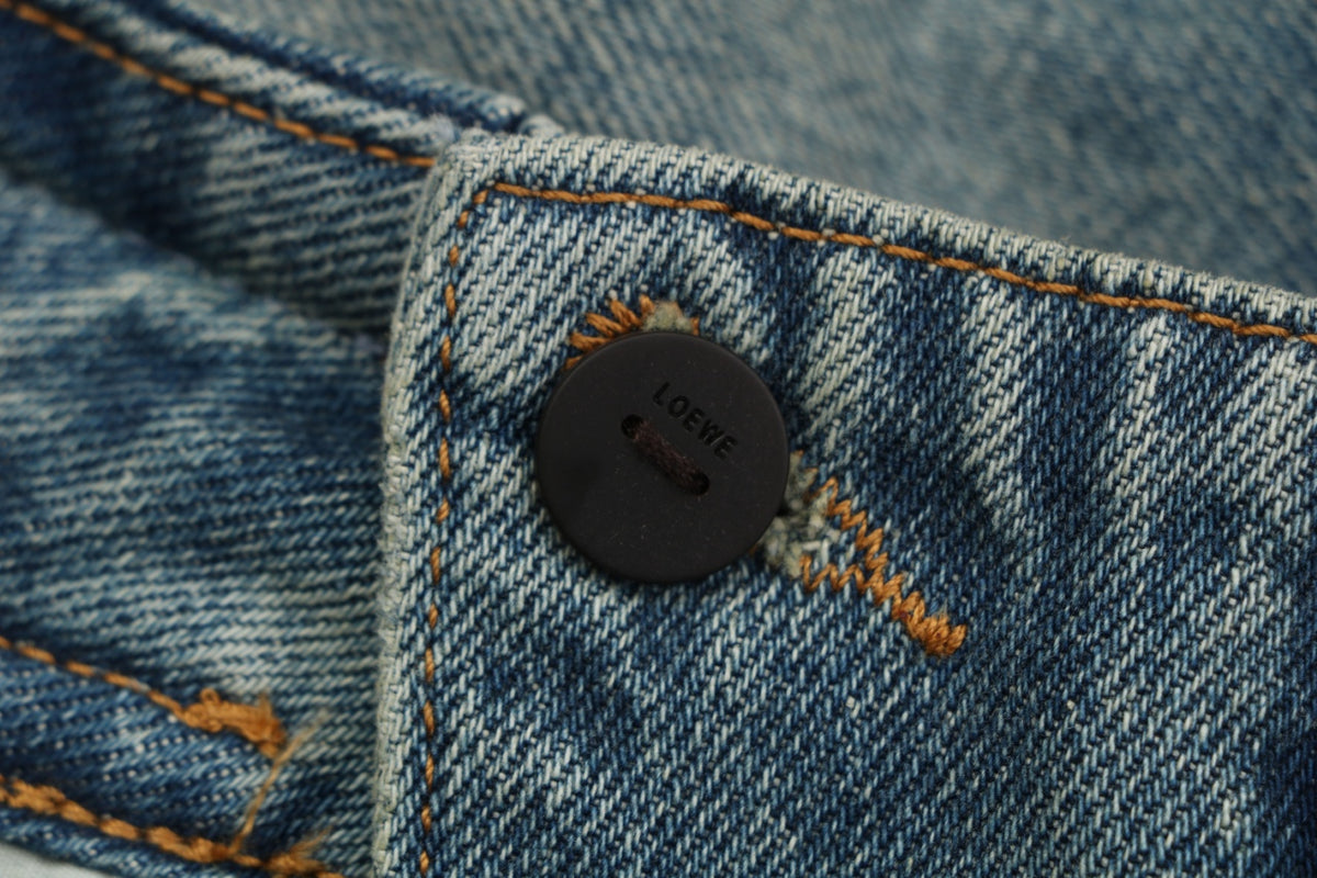 Loewe Leather Patch Wide-Leg Denim Jeans – Vintage Wash