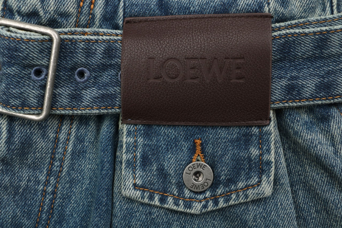 Loewe Leather Patch Wide-Leg Denim Jeans – Vintage Wash