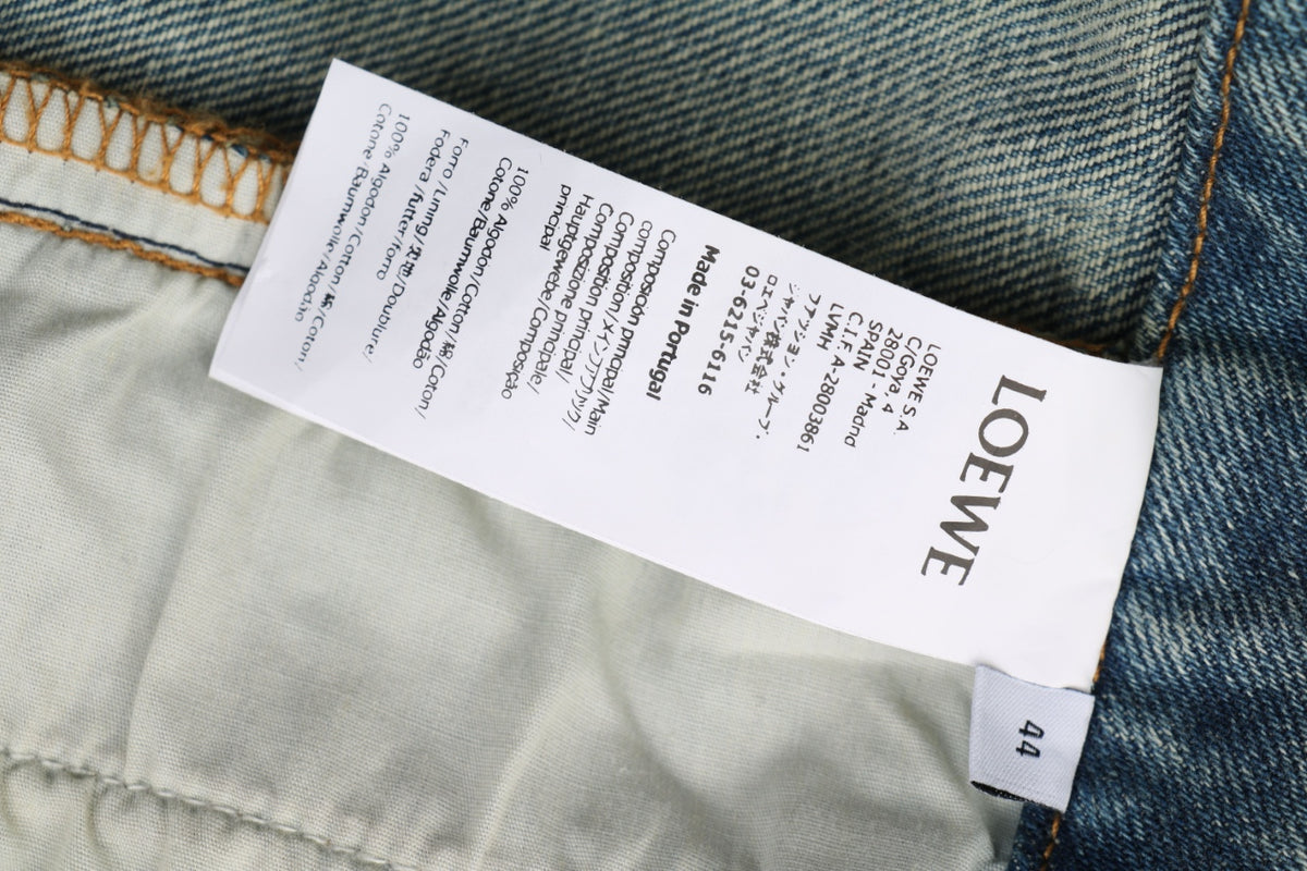Loewe Leather Patch Wide-Leg Denim Jeans – Vintage Wash