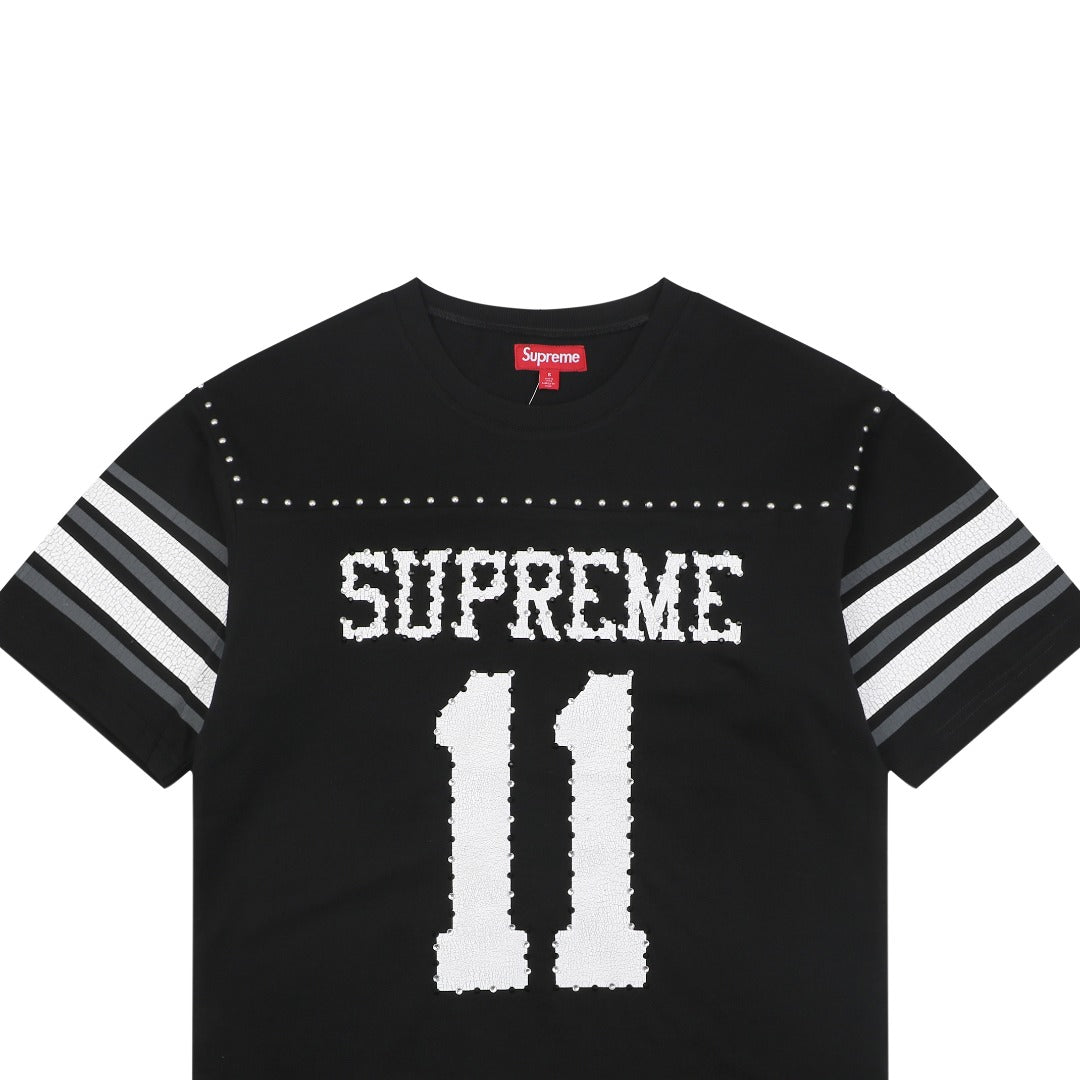 Supreme No.11 Crystal Rhinestone Football Jersey Tee – Black