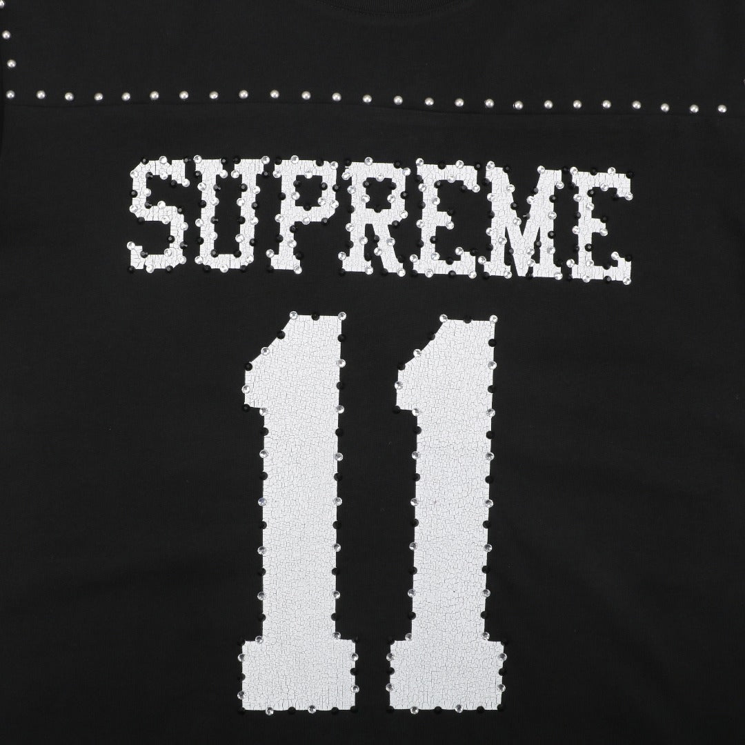 Supreme No.11 Crystal Rhinestone Football Jersey Tee – Black