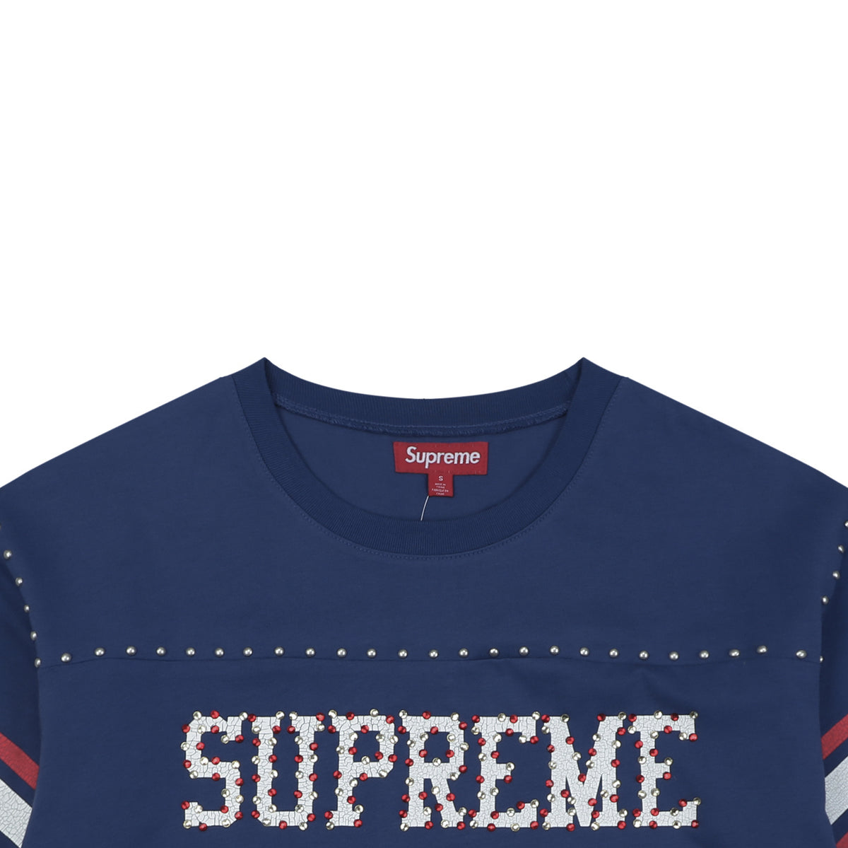 Supreme No.11 Crystal Rhinestone Football Jersey Tee – Navy